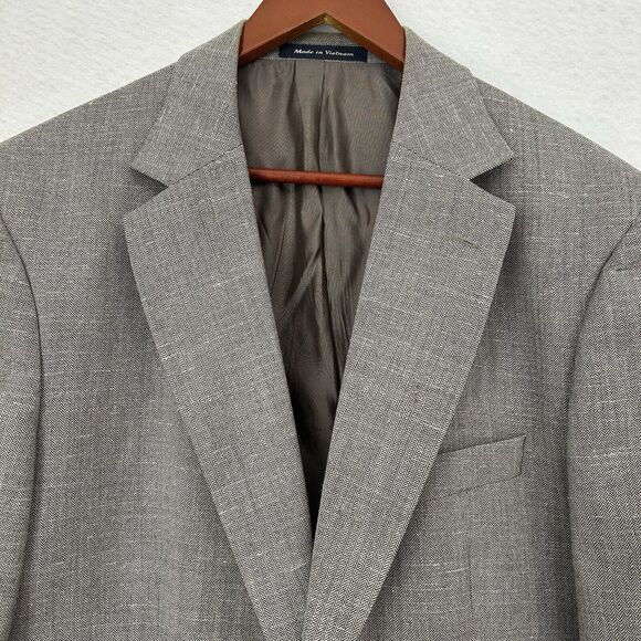 Alan Flusser Sport Coat Men 44 Short Gray Wool Linen Herringbone Classic Office - Picture 12 of 16
